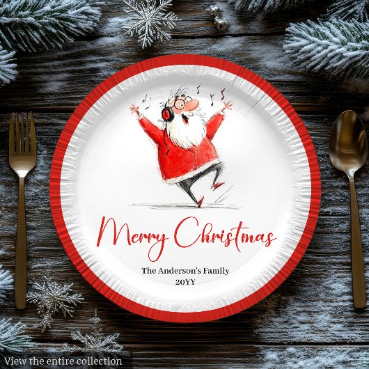 Funny Quirky Santa Claus Festive Holiday Plates ペーパープレート