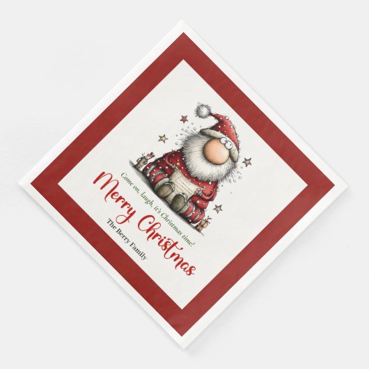 Funny Quirky Santa Claus Hand Drawn Napkins (コーナー)