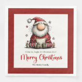 Funny Quirky Santa Claus Hand Drawn Napkins (正面)