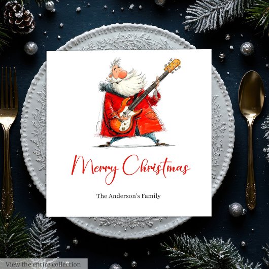 Funny Quirky Santa Festive Holiday Dinner Napkins スタンダードランチョンナプキン
