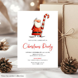 Funny Quirky Santa Hand-Lettered Party Invite 招待状