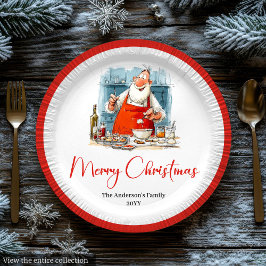 Funny Quirky Santa Watercolor Holiday Plates ペーパープレート