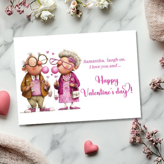 Funny Quirky Valentine Card Colorful Couple シーズンカード