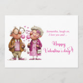 Funny Quirky Valentine Card Colorful Couple シーズンカード (正面)