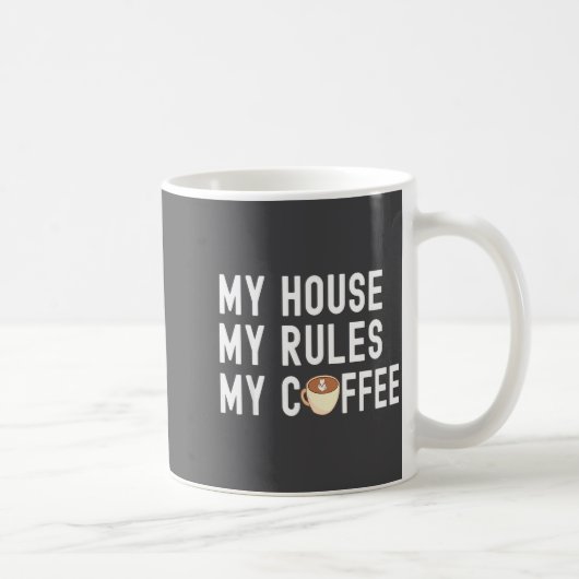 Funny Quote Coffee Lover My House My Rules My Coff コーヒーマグカップ (右)