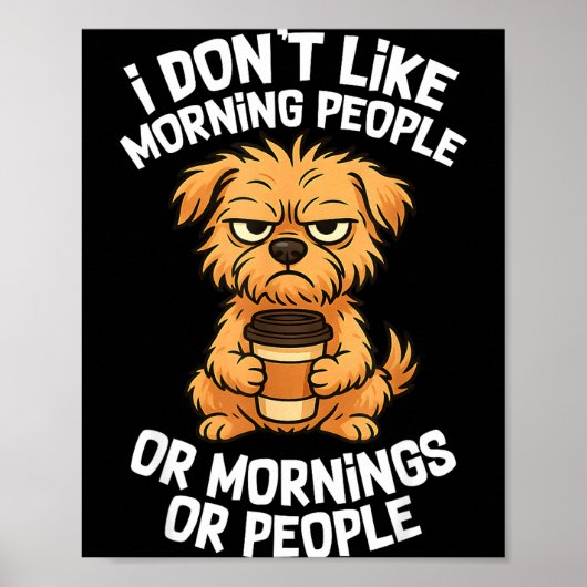 Funny Quote Coffee Sleepy Cute Dog Puppy Lover Gif ポスター (正面)