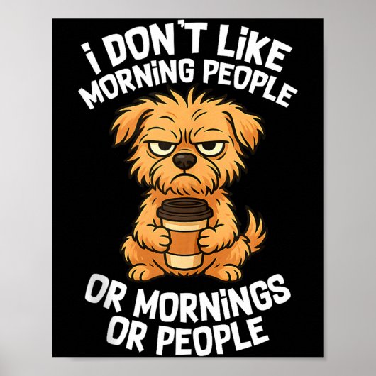 Funny Quote Coffee Sleepy Cute Dog Puppy Lover Gif ポスター (正面)
