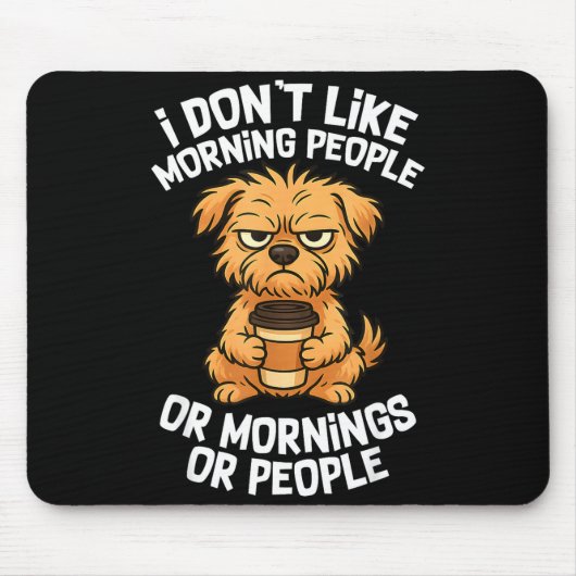 Funny Quote Coffee Sleepy Cute Dog Puppy Lover Gif マウスパッド (正面)