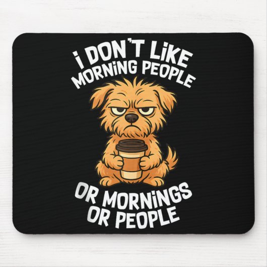 Funny Quote Coffee Sleepy Cute Dog Puppy Lover Gif マウスパッド (正面)