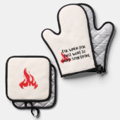 Funny Quote: For When You Want To Burn Something 鍋つかみ&鍋敷きセット (正面/裏面)