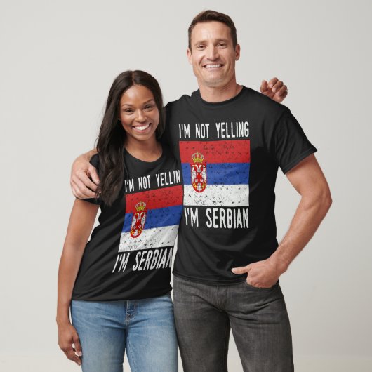 Funny Quote I m Not Yelling I m Serbian Flag Tシャツ (ユニセックス)