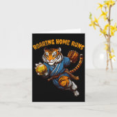 Funny Quote Roaring Home Run Ball Retro Tiger Love カード (黄色い花)