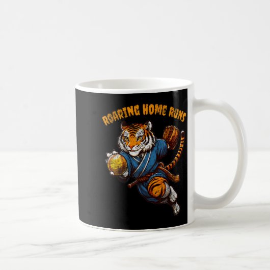 Funny Quote Roaring Home Run Ball Retro Tiger Love コーヒーマグカップ (右)