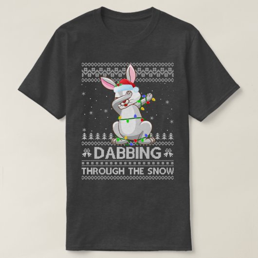 Funny Rabbit Dabbing Through The Snow Ugly Rabbit Tシャツ (デザイン正面)