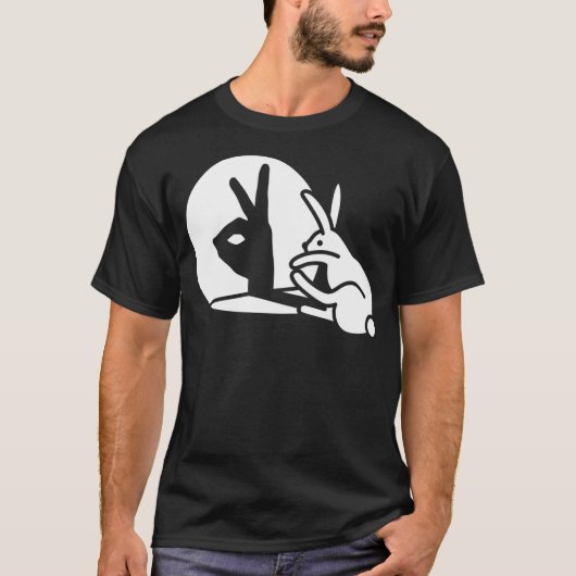Funny Rabbit hand shadow projection bunny hare pop Tシャツ (正面)