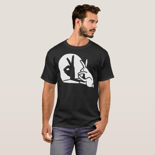 Funny Rabbit hand shadow projection bunny hare pop Tシャツ (正面フル)