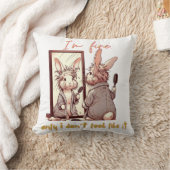 Funny rabbit in front of the mirror – Funny design クッション (ブランケット)
