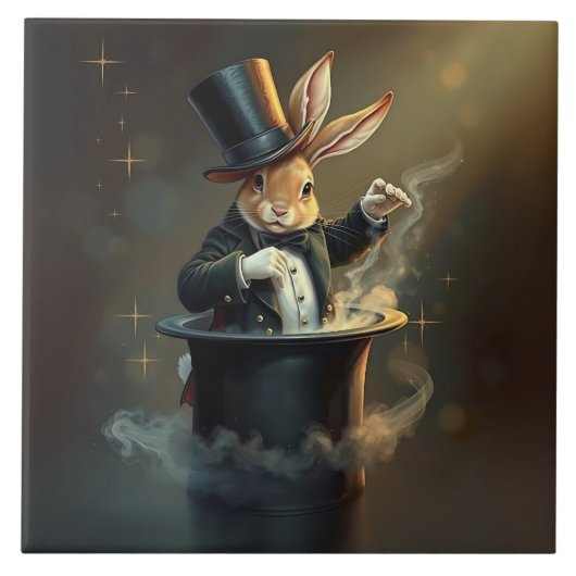 Funny Rabbit Magician Pulling Itself Out of Tophat タイル (正面)