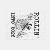 Funny Raccoon 2026 Snarky New Year, Rollin' 2025 I フリースブランケット (正面(横))