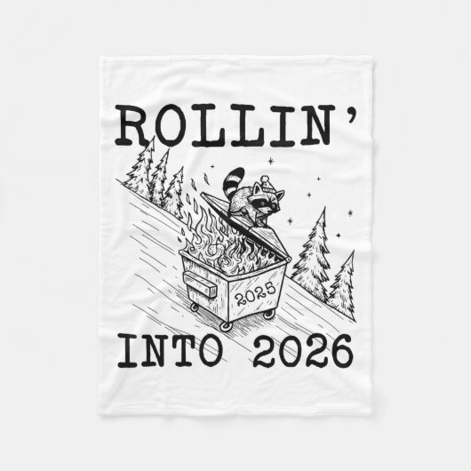 Funny Raccoon 2026 Snarky New Year, Rollin' 2025 I フリースブランケット (正面)