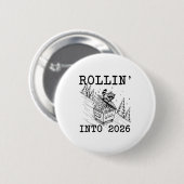 Funny Raccoon 2026 Snarky New Year, Rollin' 2025 I 缶バッジ (正面&裏面)
