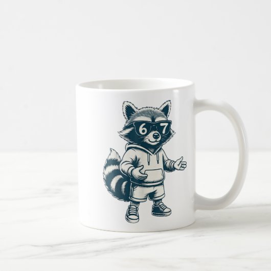 Funny Raccoon 67 Meme Six Seven コーヒーマグカップ (右)