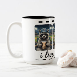 Funny Raccoon Baseball Coffee Mug – I Live Here No ツートーンマグカップ