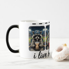 Funny Raccoon Baseball Coffee Mug – I Live Here No モーフィングマグカップ