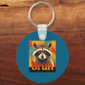 Funny Raccoon Bruh Meme Teens Boys Girls Men Graph キーホルダー (正面)