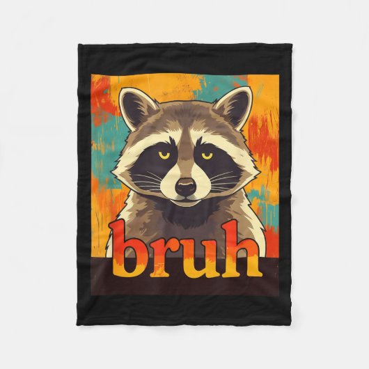 Funny Raccoon Bruh Meme Teens Boys Girls Men Graph フリースブランケット (正面)