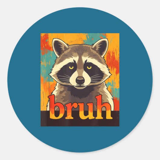 Funny Raccoon Bruh Meme Teens Boys Girls Men Graph ラウンドシール (正面)