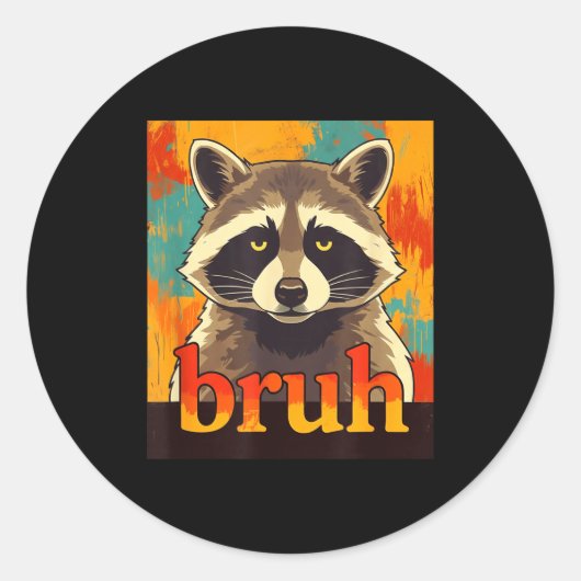 Funny Raccoon Bruh Meme Teens Boys Girls Men Graph ラウンドシール (正面)