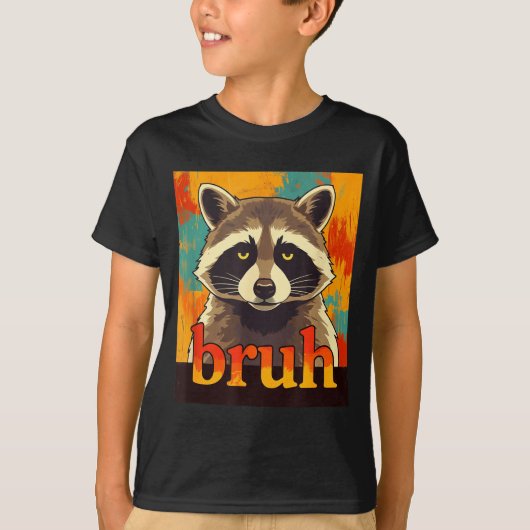 Funny Raccoon Bruh Meme Teens Boys Girls Men Graph Tシャツ (正面)