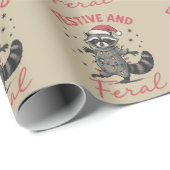 Funny Raccoon Christmas Feral Meme Xmas  ラッピングペーパー (ロールコーナー)