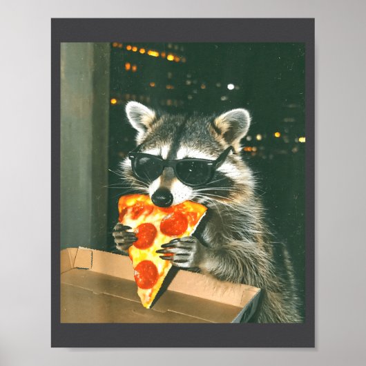 Funny Raccoon Eating Zza Animal Meme Men Women Kid ポスター (正面)