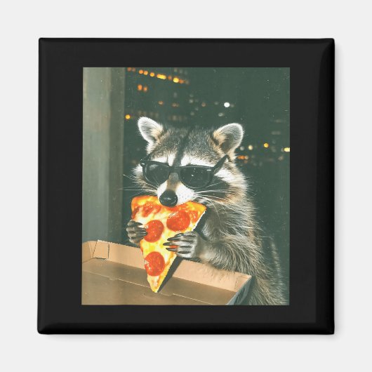 Funny Raccoon Eating Zza Animal Meme Men Women Kid マグネット (正面)