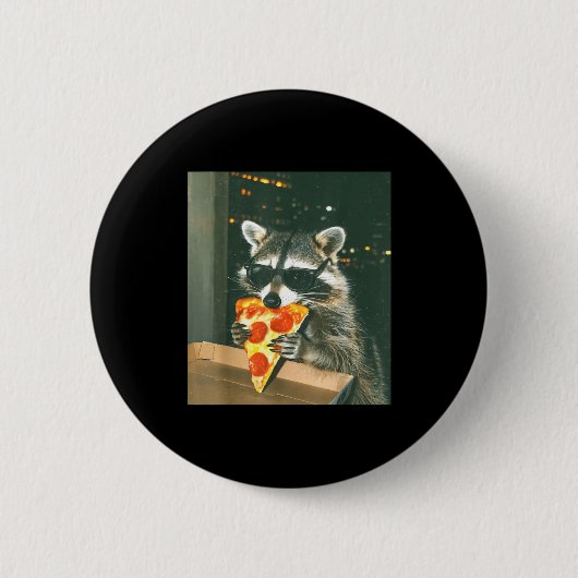 Funny Raccoon Eating Zza Animal Meme Men Women Kid 缶バッジ (正面)