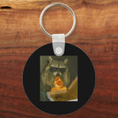 Funny Raccoon Eating Zza Animal Meme Raccoon  キーホルダー (正面)