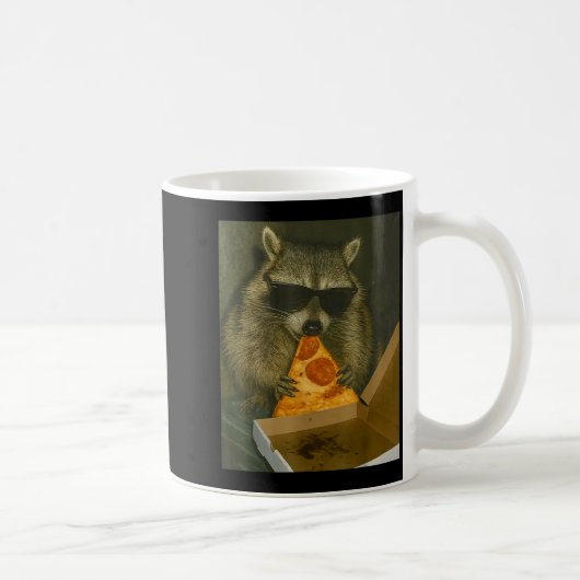 Funny Raccoon Eating Zza Animal Meme Raccoon  コーヒーマグカップ (右)