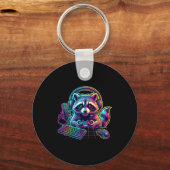 Funny Raccoon Gamer Video Game Gaming Lover  キーホルダー (正面)