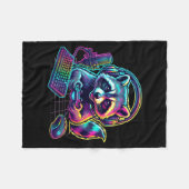 Funny Raccoon Gamer Video Game Gaming Lover  フリースブランケット (正面(横))