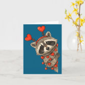 Funny Raccoon Heart Valentine Animal Raccoon Lover カード (黄色い花)