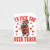 Funny Raccoon I’d Ck You Over Trash Valentines Day カード (正面)