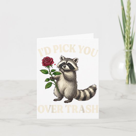 Funny Raccoon I’d Ck You Over Trash Valentines Day カード (正面)