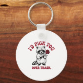 Funny Raccoon I’d Ck You Over Trash Valentines Day キーホルダー (正面)