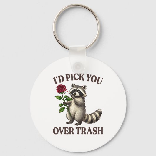 Funny Raccoon I’d Ck You Over Trash Valentines Day キーホルダー (正面)