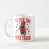 Funny Raccoon I’d Ck You Over Trash Valentines Day コーヒーマグカップ (左)