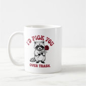 Funny Raccoon I’d Ck You Over Trash Valentines Day コーヒーマグカップ (左)