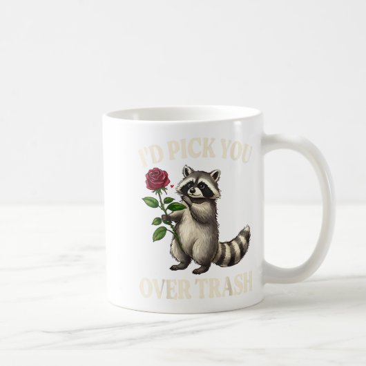 Funny Raccoon I’d Ck You Over Trash Valentines Day コーヒーマグカップ (右)