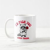 Funny Raccoon I’d Ck You Over Trash Valentines Day コーヒーマグカップ (左)